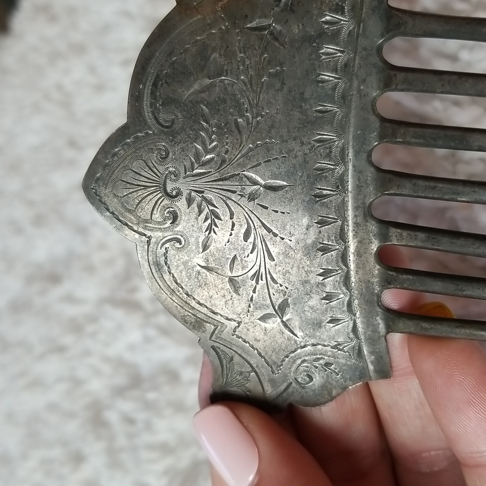 Antique Sterling Hair Comb Kennard & Jenks - Picture 9 of 11